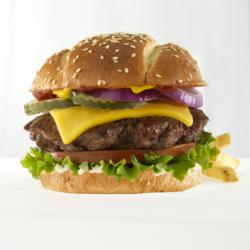 Tom & Eddie's Tried & True Angus Burger made with fresh 100% Angus, Deluxe American Cheese, Mustard Girl Sweet N’ Fancy yellow, Heinz organic ketchup, sliced red onion, Puckered Pickles, Hellmann’s Mayonnaise, crisp leaf lettuce & vine-ripened tomato